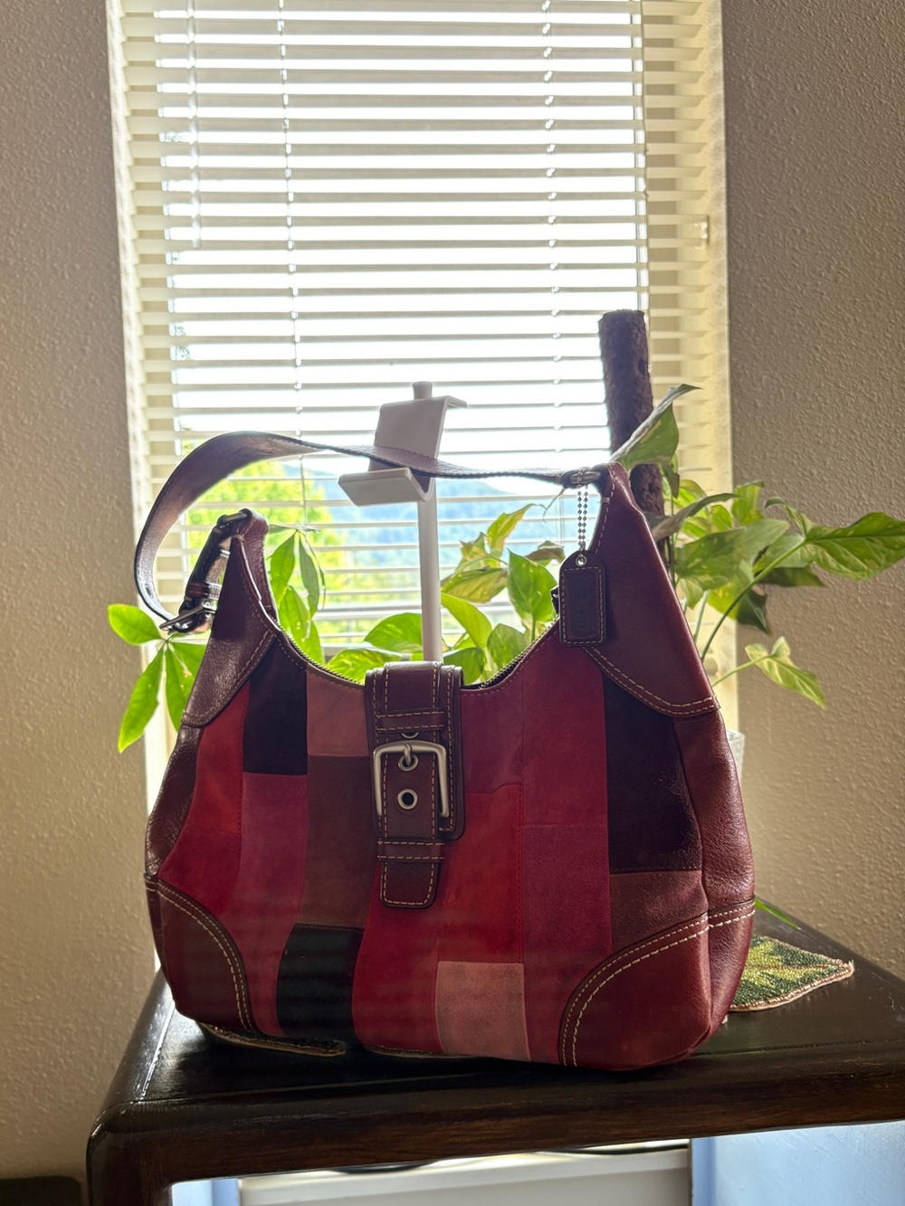 Coach Patchwork Suede and Leather Hobo in Pink and Red Tones
